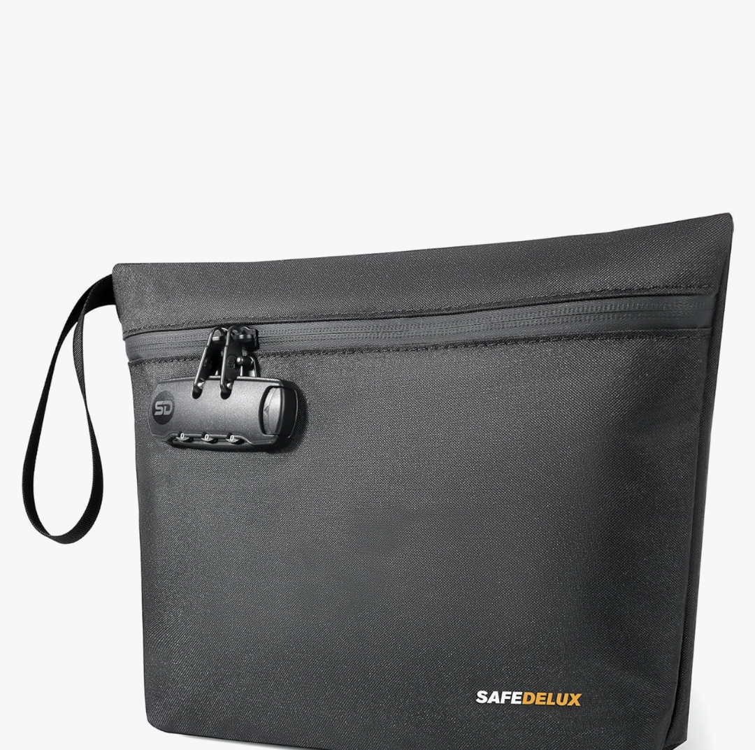 Smell Proof Bag, Odor Proof Bag with Combination Lock, Durable Smell Proof Container with Carbon Lining, Secure Odorless Travel Pouch for Home & On-the-Go (Black)