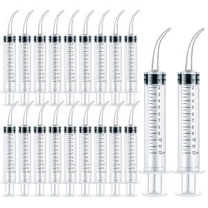 20 Pack Dental Syringe Disposable 12ml Dental Irrigation Syringe with Curved Tip for Oral, Dental Care, Tonsil Stone Squirt, Feed Pet, Liquid Injection, Oil, Glue
