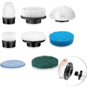 Electric Spin Scrubber Replacement Heads 8 in 1 Cleaning Brush, for Electric Spin Scrubber of ANS-8051A/8050 Power Shower Scrubber,for Household and Heavy Oil Pollution Cleaning Accessory