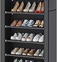 UDEAR 9-Tier Free Standing Shoe Rack Sturdy Shoe Rack Organizer for Closet Entryway Stackable Shoe Shelf with Dustproof Cover,Grey, 11x23.6x58.3in