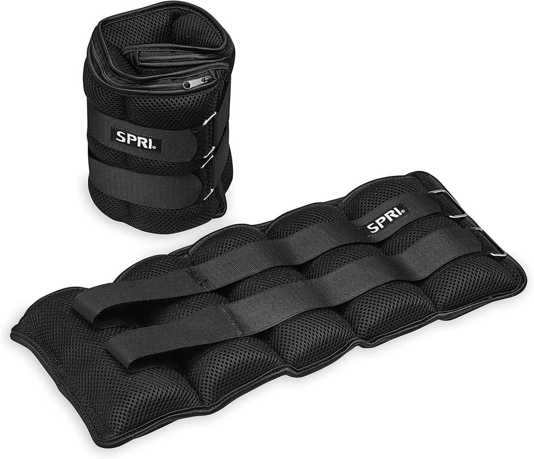 SPRI Adjustable Ankle Weights - Walking Weights for Strength Training Exercises, Resistance Endurance Workouts, General Fitness - For Strengthening & Toning Lower Body (c) 20-Pound / 10lbs Each (Black))