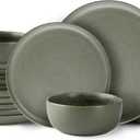 AmorArc Ceramic Dinnerware Sets, Wavy Rim Stoneware Plates and Bowls Sets, Highly Chip and Crack Resistant | Dishwasher & Microwave & Oven Safe Dishes set, Service for 6 (18pc)