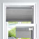 LazBlinds Cordless Cellular Shades, No Tools No Drill Light Filtering Honeycomb Shades Pleated Blinds for Windows, 27'' W x 64'' H, Light Grey
