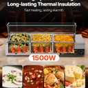 VEVOR Commercial Food Warmer, 1500W Electric Stainless Steel Steam Food Warmer with Glass Cover, Countertop Buffet Bain Marie with Three 1/2 Size Food Pans, for Catering, Restaurant, Party & Buffets