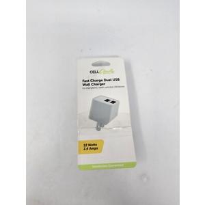 Cell Candy 12W Fast Charge Dual USB Wall Charger 2 Prong White Module Port Portable Power Pack 1800 MAH