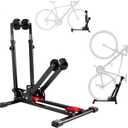 Foldable Vertical & Horizontal Bike Rack - Space-Saving Floor Bike Stand for Garage/Indoor Storage, Tool-Free Assembly Fits 24"-29" Mountain/Road Bikes (66lb Capacity) No Drilling