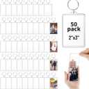 50 Pcs Acrylic Photo Keychain Bulk, Clear Photo Keyrings for Zink Photo Paper 2x3 inch, Shatterproof Acrylic Keychains with Split Rings, DIY Custom Keyring Frames for Gifts, Parties & Crafts