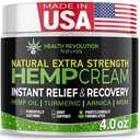 Health Revolution Hemp Arnica Cream Maximum Strength - Soothes Muscles, Joints, Feet, Nerve, Back, Knee, Hip, with Arnica, MSM, Emu, Turmeric - Expertly Formulated 4oz