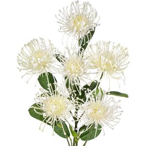 Hollyone 33" Cream White Artificial Mums Flowers Chrysanthemum Flowers 2Pcs Spider Mum Flower Arrangement Faux Pincushion Flower with 3 Heads Long Stem for Centerpiece Bouquet Home Decor