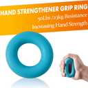Grip Strength Trainer 7 Pack Adjustable, Finger Stretcher Resistance Extensor Bands, Finger Exerciser, Hand Gripper Strength Ring & Stress Ball (Blue)