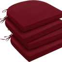 downluxe Outdoor Chair Cushions Set of 4 for Patio Furniture, Water-Resistant Patio Chair Cushions with Ties, High Density Foam Outdoor Seat Cushion, 17" X 16" X 2", Burgundy