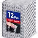 12 PCS 3-Layer Non-Scratch Multipurpose Steel Wire Dishcloths - Reusable Quick-Dry Odor-Free Scrub Cloths for Dishes, Kitchen Cleaning Cloths for Cookware, Sinks, Stove Tops(7.87X7.87)