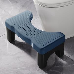 Squatting Toilet Stool for Adults, 7 Inch Height Bathroom Poop Step Potty Stool, Non-Slip Plastic Toilet Assistance Step Stool Squat Adult, Healthy Gift for Kids Seniors, Blue with Black Frame (6.7inch (1 Pack), Blue & Black)