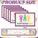Newwiee 7 Pcs Mardi Gras Beads Table Runner and Placemats Set Table Decorations 13 x 72 Inch Crawfish Runner 12 x 18 Inch Carnival Happy Mardi Gras Holiday Kitchen Dining Home