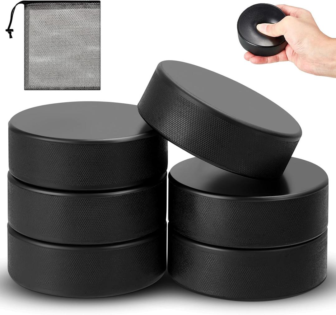 Liliful Sport Foam Ice Hockey Pucks 3 in for Practicing and Training with Mesh Bag Indoor Use Lightweight Hockey Supplies for Adult, Safe Official Regulation Size (Black)