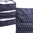 6 PCS Travel Suitcase Organizer Bags, Travel Organizer Packing Cubes Set Laundry Bags, Travel Clothes Storage Bag, Packing Organizer Compression Pouches for Traveller(Navy Blue Feather)