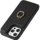 Lipvina for iPhone 15 Pro Case with Card Holder for Women,iPhone 15 Pro Phone Case with Strap,Crossbody Lanyard,RFID Blocking,Ring Stand,Snap Clasp,Cute Wallet Case 6.1 inch(Black)
