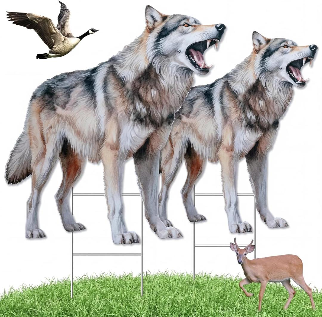 Qualirey Coyote Decoy for Geese Deterrent 27.5 x 26 Inch Fake Predator Hunting Decoy 2D Coyote Repellent Devices to Scare Goose Deer Keep Away Small Animals
