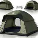 Purebox Tent 4 Person Camping Tents - Double Layer with 2 Doors & Rainfly, Portable Waterproof & Windproof Tents, Large Mesh Ventilation, Easy Setup Family Tent for Camping, Hiking and Backpacking, 4 Person Green