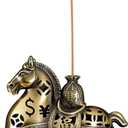 Gallop Toward Prosperity: Alloy Horse Incense Burner Holder-2-in-1 Stick & Coil Incense Tray,Feng Shui Home Decor for Meditation,Yoga,Office (Large)