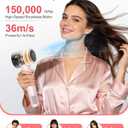 Ionic Hair Dryer, 150,000 RPM High-Speed Professional Blow Dryer for Fast Drying, 500M Negative Ions & Thermo-Control, Magnetic Nozzle, Low Noise & Lightweight for Home and Travel, Pink