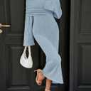 Saodimallsu Womens Off Shoulder Summer Maxi Dress Bell Long Sleeve Sexy Bodycon Strapless Sheer Beach Swimsuit Coverup (Blue)
