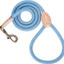 Mile High Life Reflective Dog Leash - Heavy Duty Nylon Rope Leash for Small to Large Dogs, Climbing Rope with Leather Tip (Green, 60 Inch)