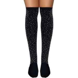 5-9 AROOMVE Women's Sparkle Rhinestone Stocking Sexy Shiny Socks Over Knee High Stocking
