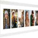 8x26 Collage Frame with 6 Openings 4X6 Pictures, Multiple Picture Frame with Mat, Wall or Tabletop Decor, White Wood Grain (1 Pack)