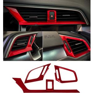 GZXinWei Red Dashboard Air Vent Outlet Cover Trim Interior Frame Panel Sticker for Honda 10th Gen Civic 2016 2017 2018 2019 2020 2021