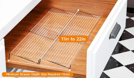 Yieach 3 Pack Adjustable In Drawer Spice Organizer - Expandable From 11'' to 22'' - Acrylic Drawer Seasoning Organizer,Clear Spice Organization Tray for Cabinet Drawers Condiment,Nail Polish and Jar