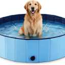 Foldable Dog Pool for Small & Medium Dogs Portable Pet Pool for Outdoor, Backyard, Travel, Beach, Cooling & Bathing, Easy to Store & Clean (Blue, Large-63" x 12")