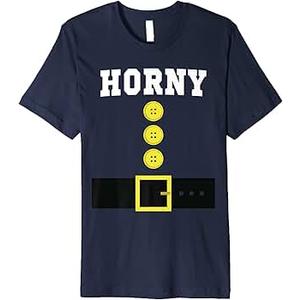 Funny HORNY Dwarf Halloween Costume Original Design Gift Premium T-Shirt, Large, Blue