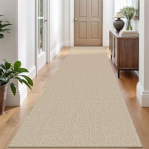EARTHALL Washable Runner Rug 3x10 Ft Non Slip Runners for Hallways Long Cotton Rubber Backed Kitchen Runner Braided Indoor Floor Carpet Runners for Entryway, Hallway, Kitchen, Send/Beige