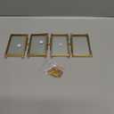 JUXYES Set of 4 Mini Brass Wall Hanging Photo Frame, Glass Hanging Picture Artwork Display Frame, Double Glass Floating Frame Style Gallery Wall Frame for Picture, Pressed Flower, Poster, etc, 3x2 Inches (Vertical, Golden)