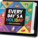 2026 Desk Calendar - 2026 Every Day's A Holiday Calendar, 12 Months Calendars from Jan.2026 - Dec.2026, 5.91'' x 4.92'', Small Desk Calendars with Full-Color Tear-Off Pages, Premium Paper, Plastic Backplane bracket for Home & Office (Colourful)