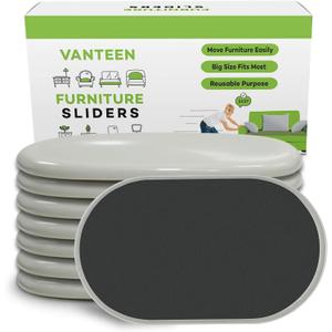 8 Pieces Furniture Sliders, 9 1/2" Sliders for Carpet Hardwood Floors Large Heavy Furniture, Reusable Heavy-Duty Gliders Movers Plastic Moving Pads Protectors (8 PCS 9 1/2" Beige)