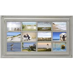 MELANNCO Window Collage Frame for wall, Wall Decor, Farmhouse, Picture Frame, Displays 4x6 photos, 17x29 Inch, 12 Opening, Distressed Gray