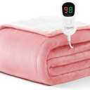 Homemate Electric Heated Blanket Twin Size - 62"x84" Heating Blanket Twin Size 1/2/4/6/8 Hours Auto-Off 10 Heat Level Over-Heat Protection Flannel Sherpa ETL Certification