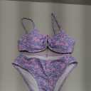 COZYEASE Girls' 2 Piece Ditsy Floral Print Knot Front Ruched Triangle Bikini Swimsuit (8 Years)