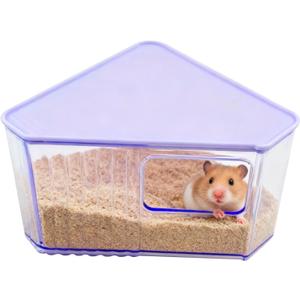 Hamster Toilet Sand Bath Box,Small Animal Bathroom & Digging Room Hamster Sand Bath Container Acrylic Critter's Sand Bath Shower Room Dwarf Syrian Rat Hideaway Gerbil, SyrianHamster, Guinea Pigs