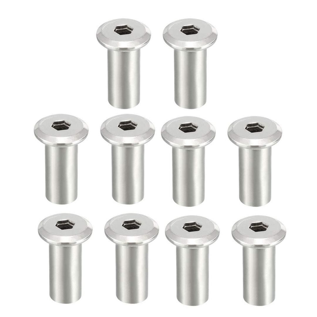 uxcell M8x20mm Hex Socket Head Insert Nut Screw Post Sleeve Nut for Furniture 10pcs