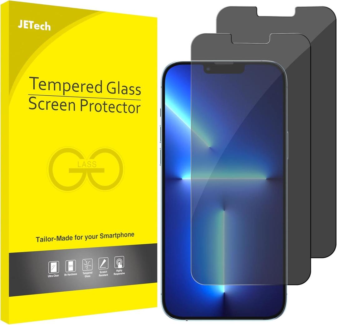 JETech Privacy Screen Protector for iPhone 13 Pro Max 6.7-Inch, Anti Spy Tempered Glass Film, 2-Pack