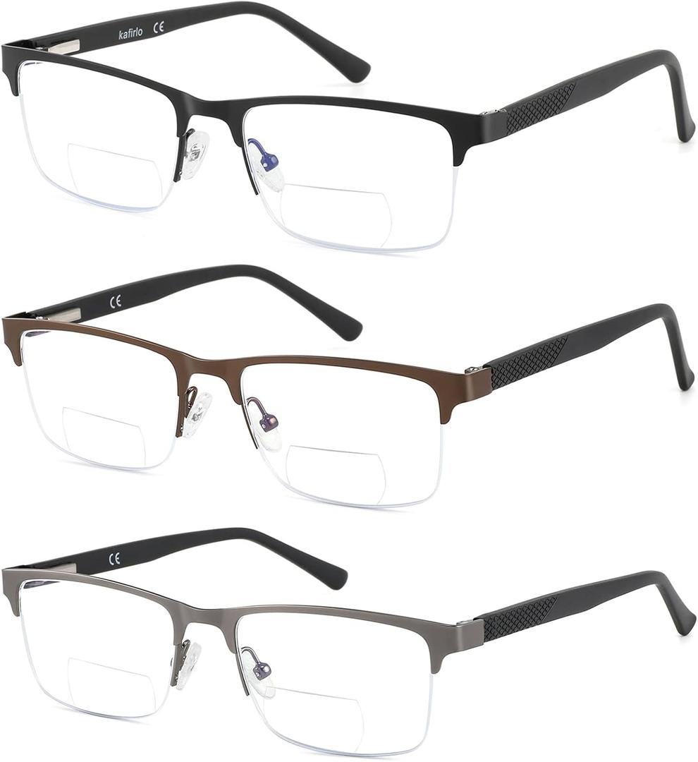 Bifocal No Line Progressive Multifocus Reading Glasses Men Multifocal Reader Blue Light Computer Metal Frame Eyeglass