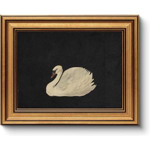 HUARCEY Gold Framed Vintage Wall Art for Living Room, Grace Swan Art Painting Pictures Rustic Animal Bathroom Prints Farmhouse Wall Decor Mother's Day Gifts for Mom Canvas Swan Shelf Decor for Bedroom (10"L x 8"W, Zwaan)