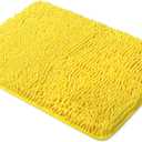 Yellow Bathroom Rugs – Thick Chenille Bath Mats | Absorbent and Washable Bath Rug Non-Slip, Plush Rugs for Bathroom, Kitchen, Shower, Sink - 24x44"