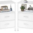 SONGMICS Nightstand with 2 Fabric Drawers, End Table with Open Shelf, 2 Drawers-2Pc