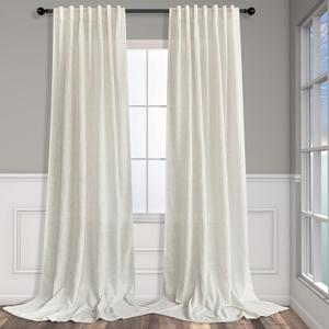 Pitalk 42 Inch Wide by 96 Inch Curtains for Dining Room Living Sliding Door Bathroom 2 Panel Sets Back Tab Rod Pocket Top Light Filter Linen Drapes for Bedroom Bay Window Picture 8 Feet Long 42 x 96 (Natural)