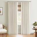 Pinch Pleated Blackout Curtains 72 Inch Long, Linen Blend, 100% Blackout Drapes with 20 Hooks, Ideal for Bedroom and Living Room, 40" W x 72" L (Pack of 2), Natural