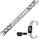 Slim Metal Band Compatible with Samsung Galaxy Fit 3 for Women,Adjustable Wristband Chain Link Steel Replacement Accessories Bracelet for Galaxy Fit 3 (Include Watch Link Removal Kit)